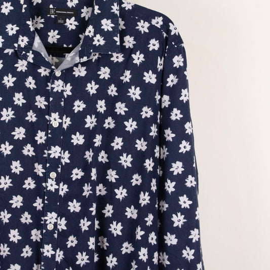 Camisa estampada azul marino (L) International Concepts