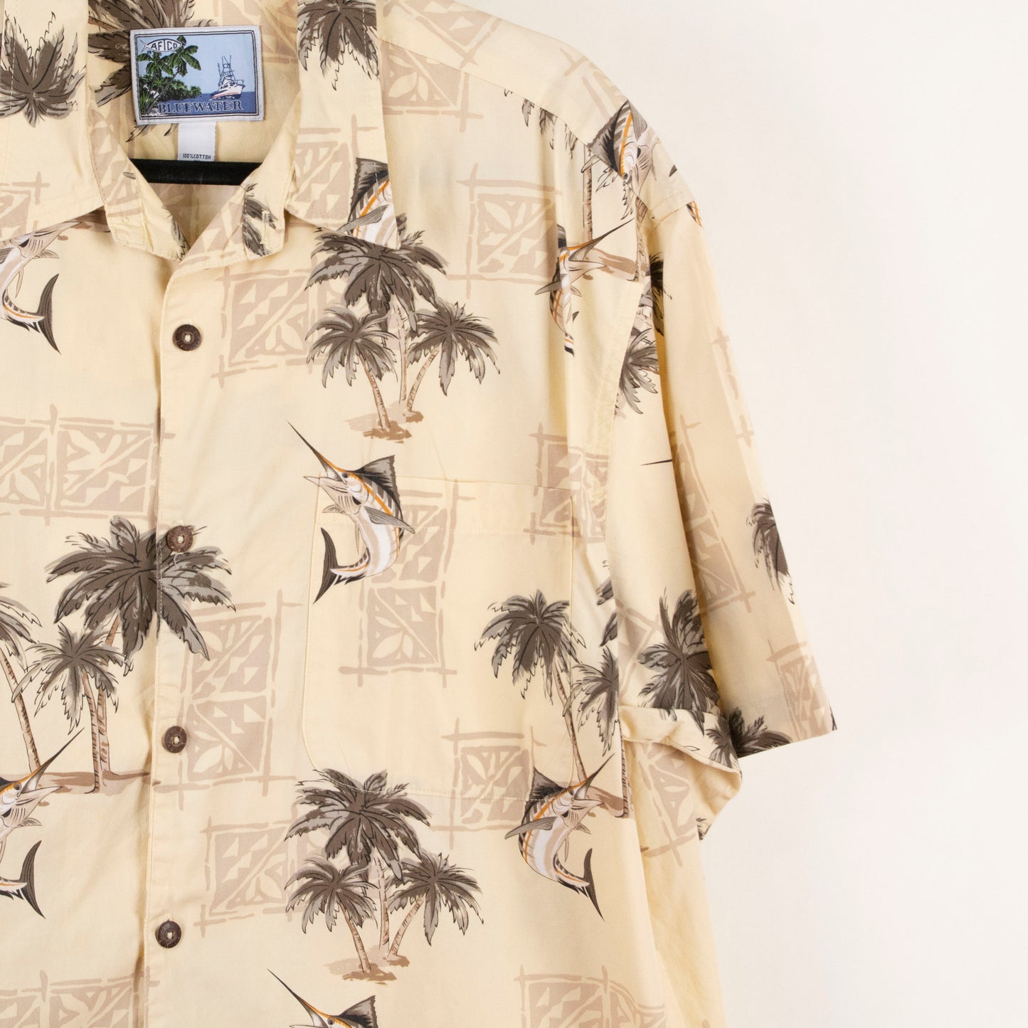 Camisa hawaiana amarillo (XL) Blue water
