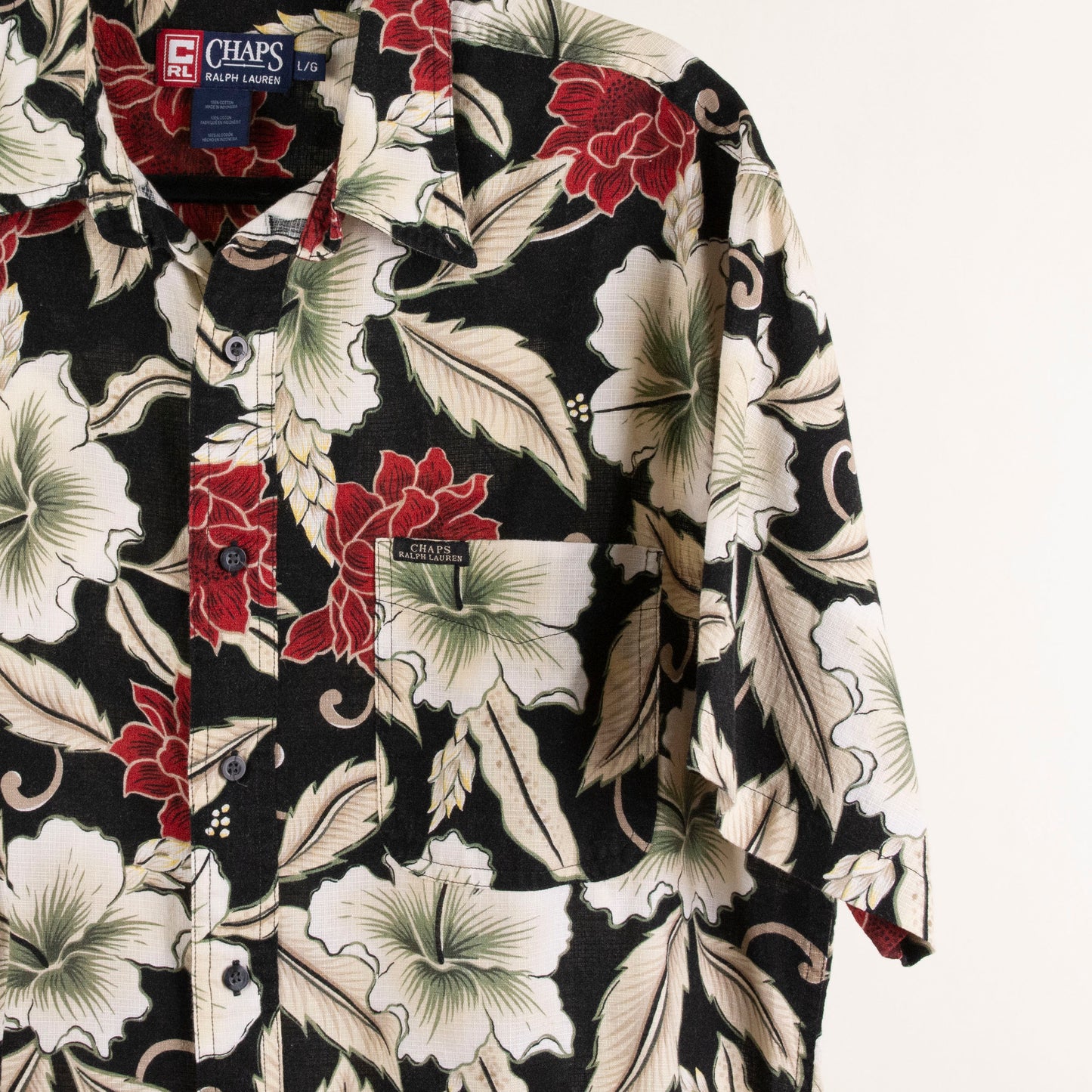 Camisa hawaiana negro (L) Chaps Ralph Lauren