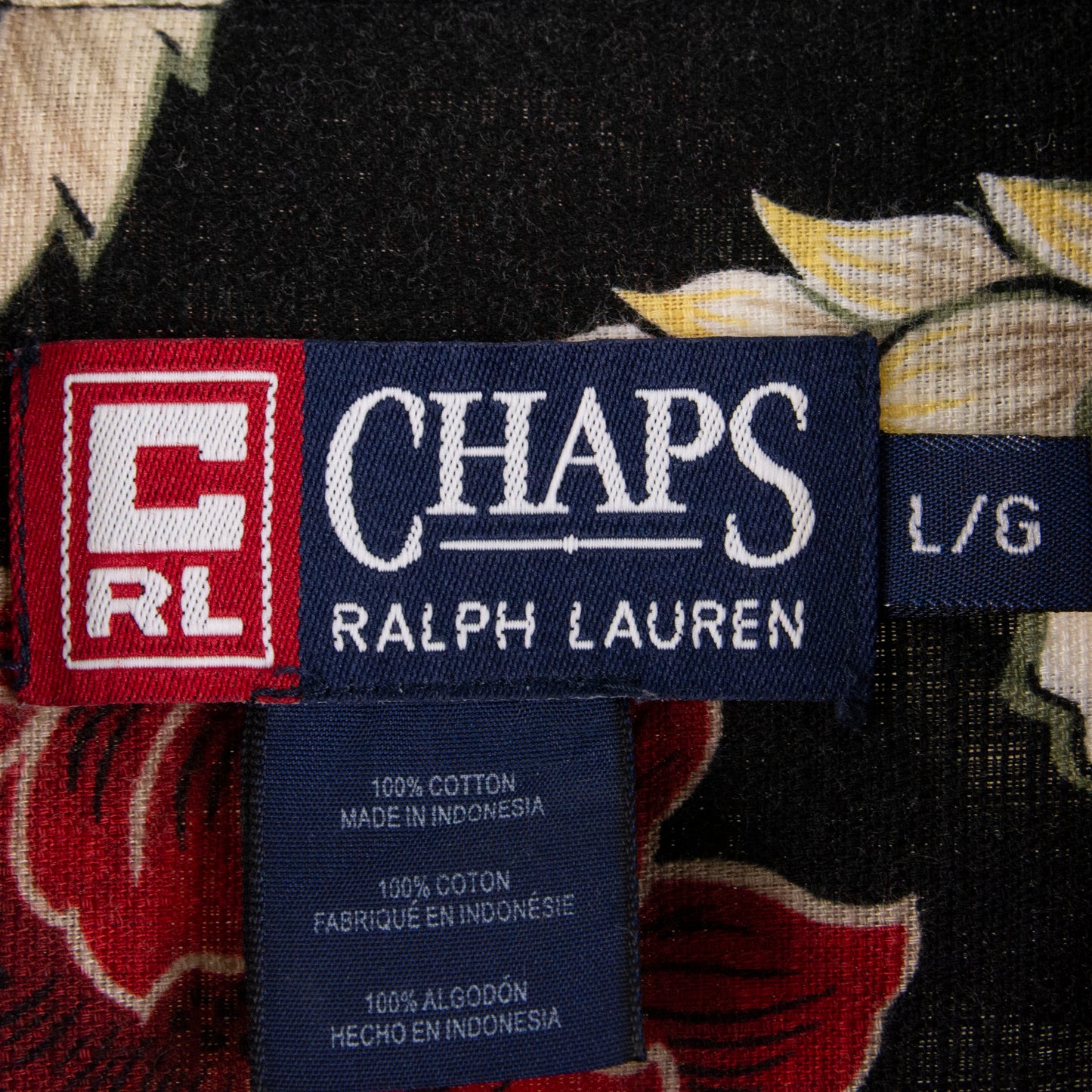 Camisa hawaiana negro (L) Chaps Ralph Lauren