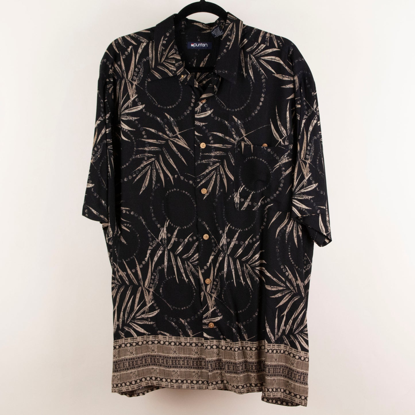 Camisa hawaiana negro (XL) Puritan