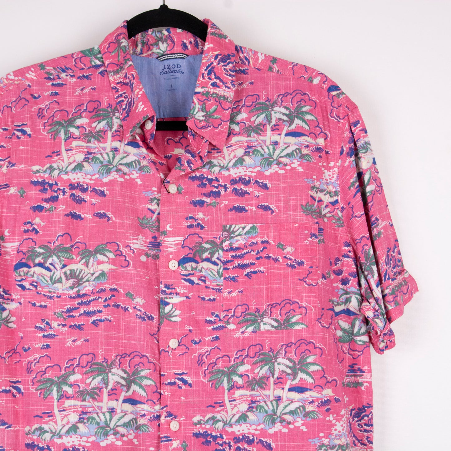 Camisa hawaiana rosa (L) Izod