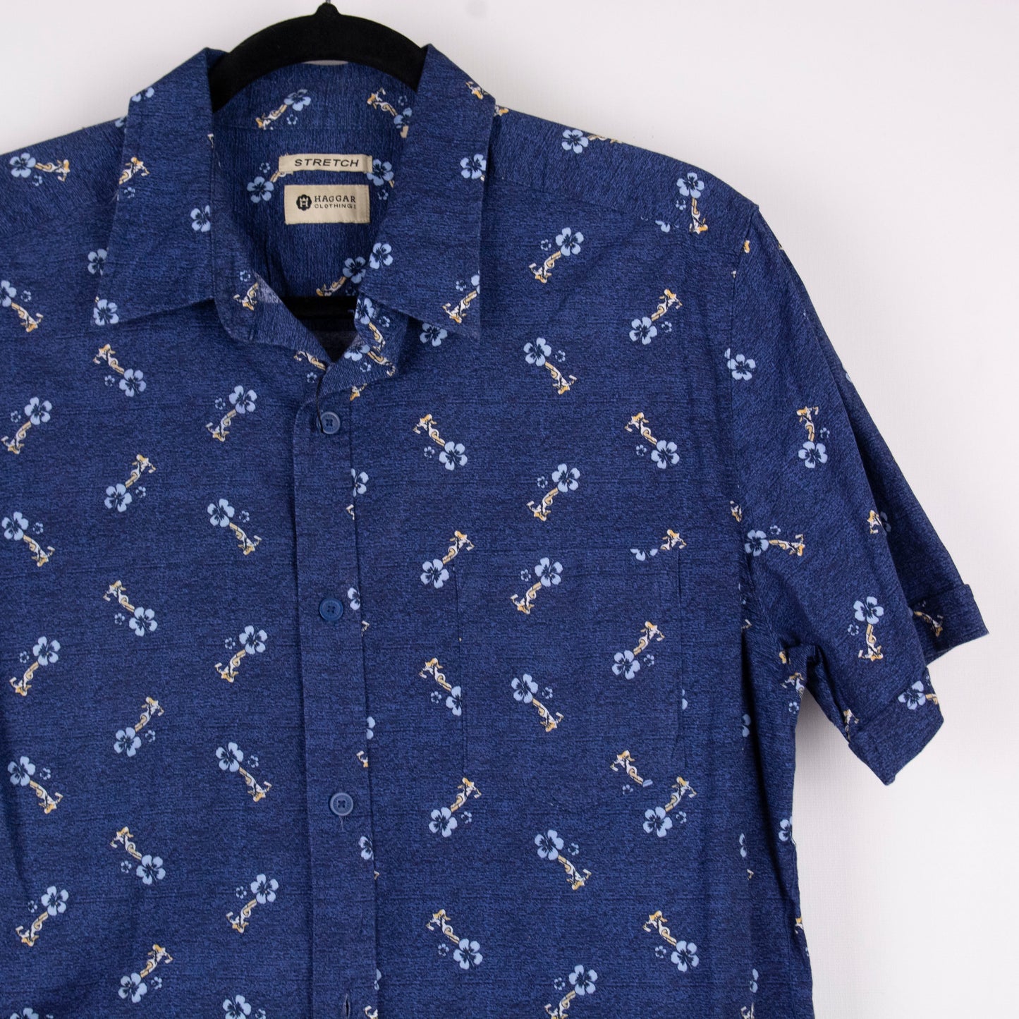 Camisa hawaiana azul (L) Haggar