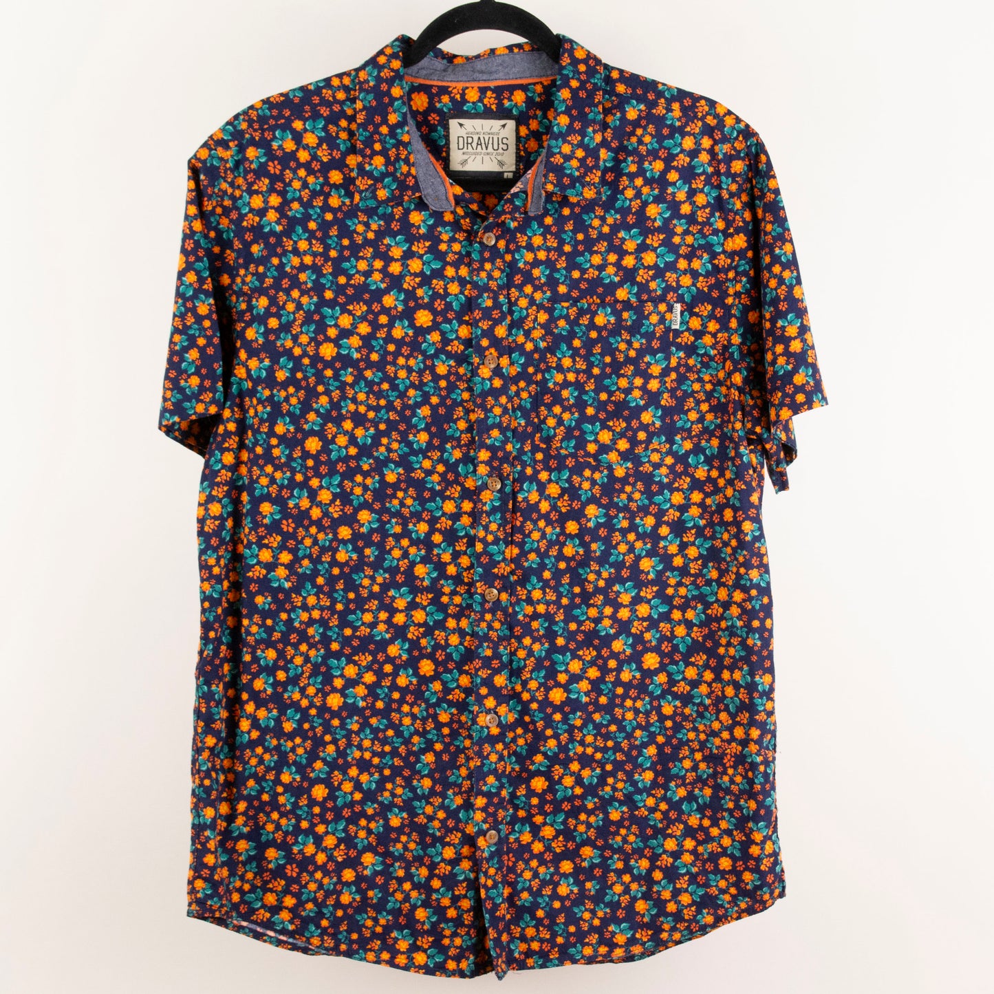 Camisa estampada azul marino (L) Dravus