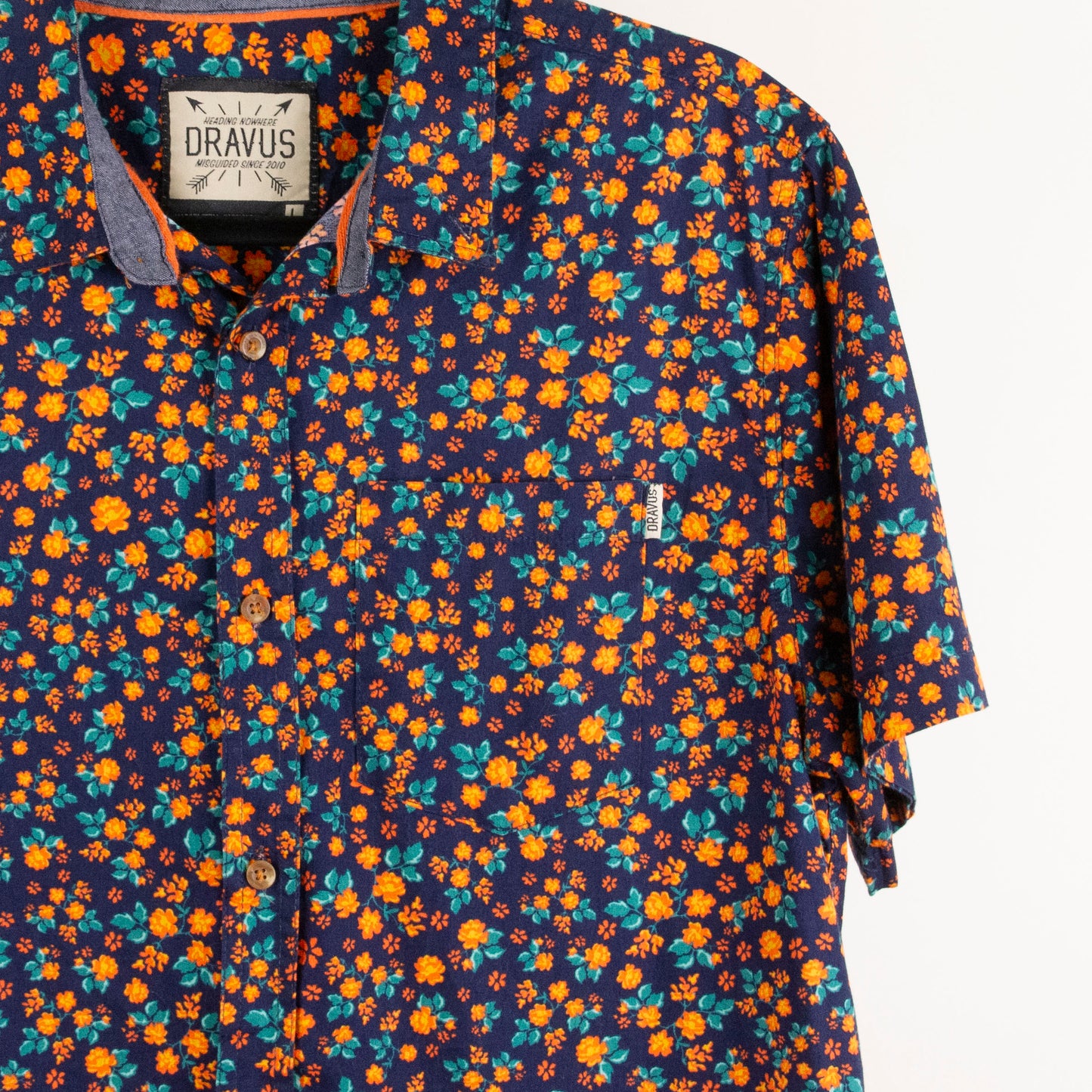 Camisa estampada azul marino (L) Dravus