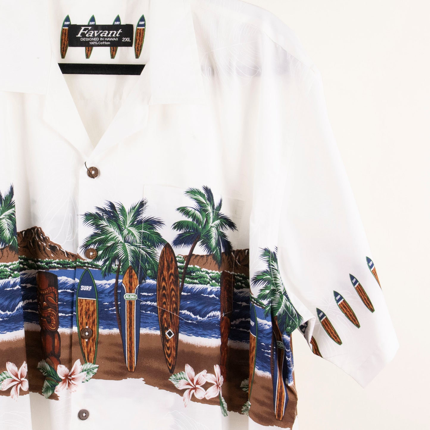 Camisa hawaiana blanco (2XL) Favant
