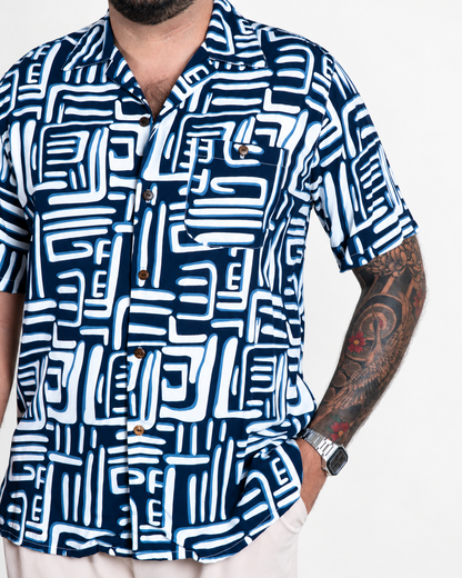 Camisa hawaiana azul (L) Fresco Lab