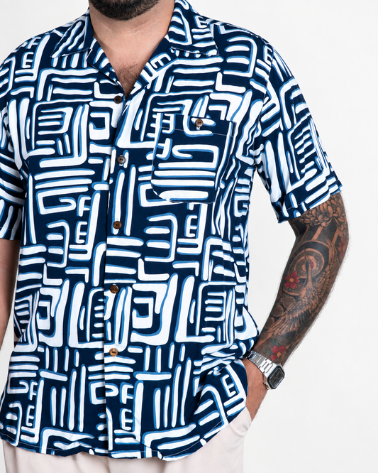 Camisa hawaiana azul (L) Fresco Lab