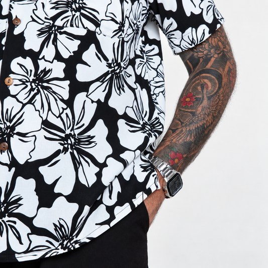Camisa hawaiana negra (L) Fresco Lab