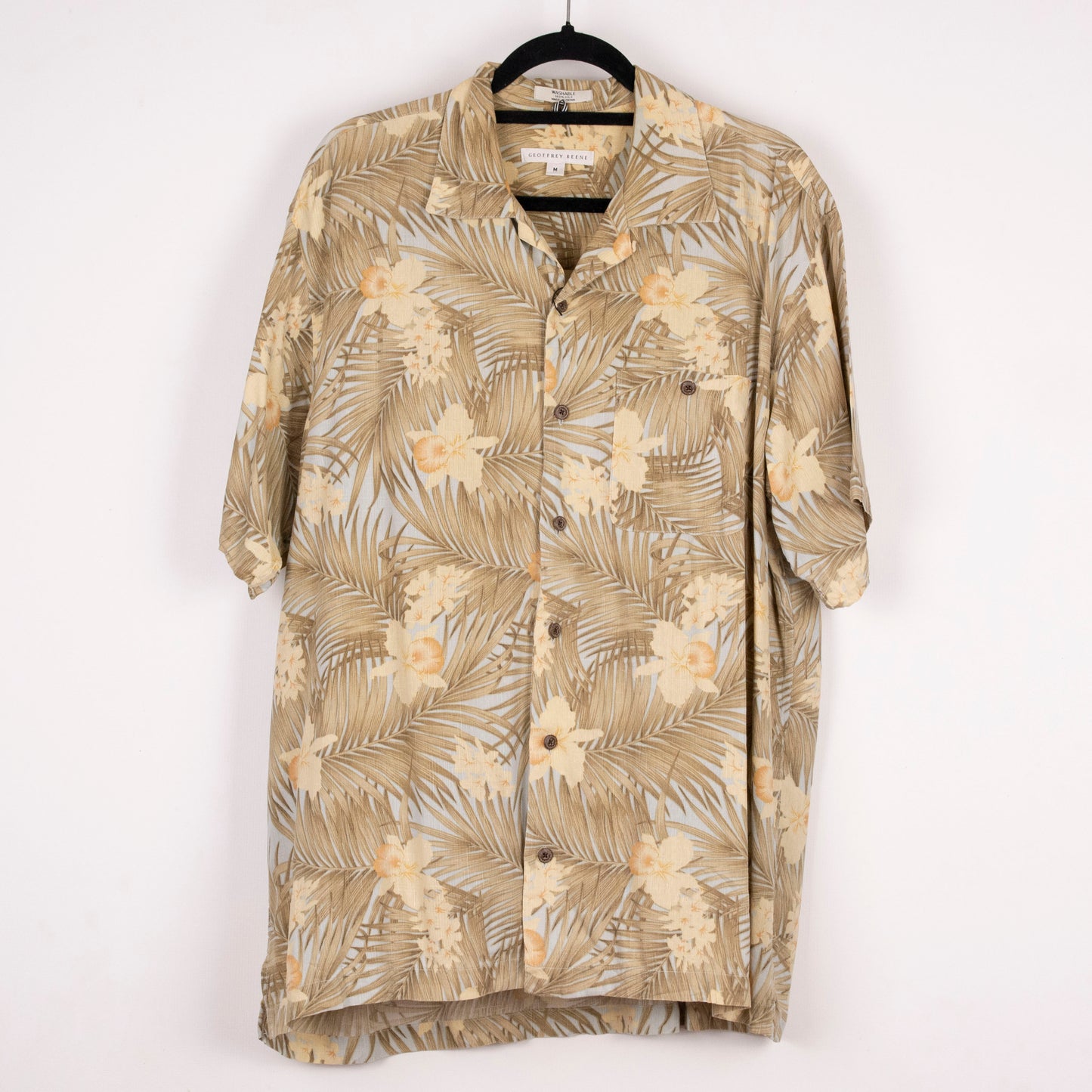Camisa hawaiana beige (M) Geoffrey Beene