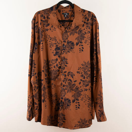 Camisa estampada marrón (2XL) Alfani