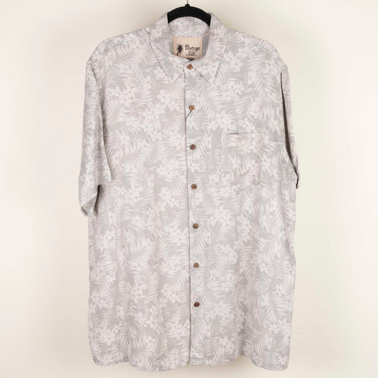 Camisa hawaiana gris (M) Vintage Silk