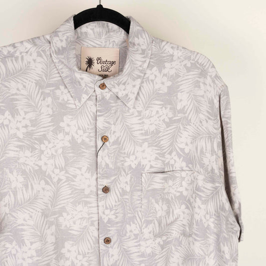Camisa hawaiana gris (M) Vintage Silk