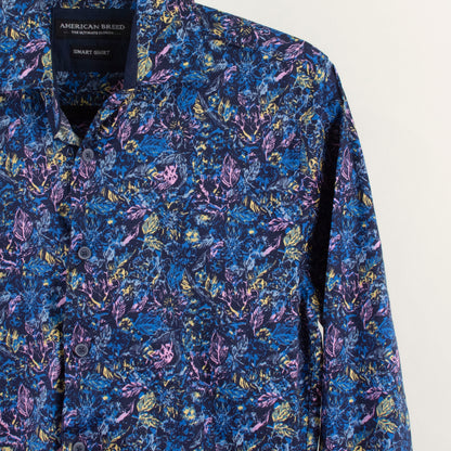 Camisa estampada azul marino (S) American Breed
