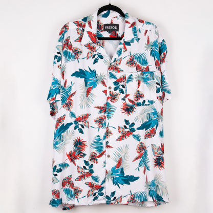 Camisa hawaiana manga corta blanca plus