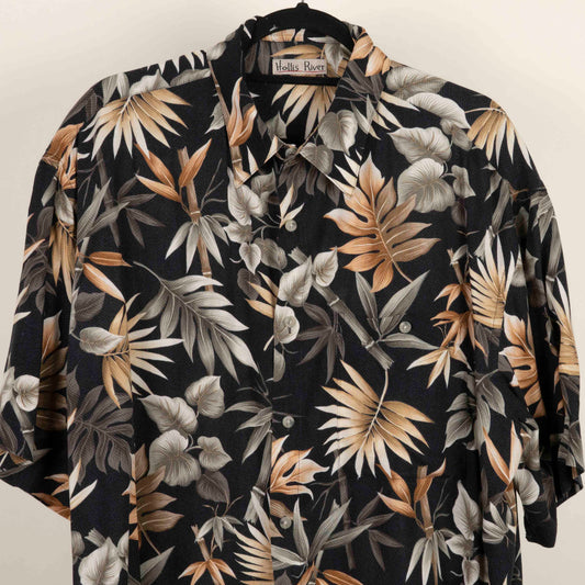 Camisa Hawaiana Negro (XL) Holis River