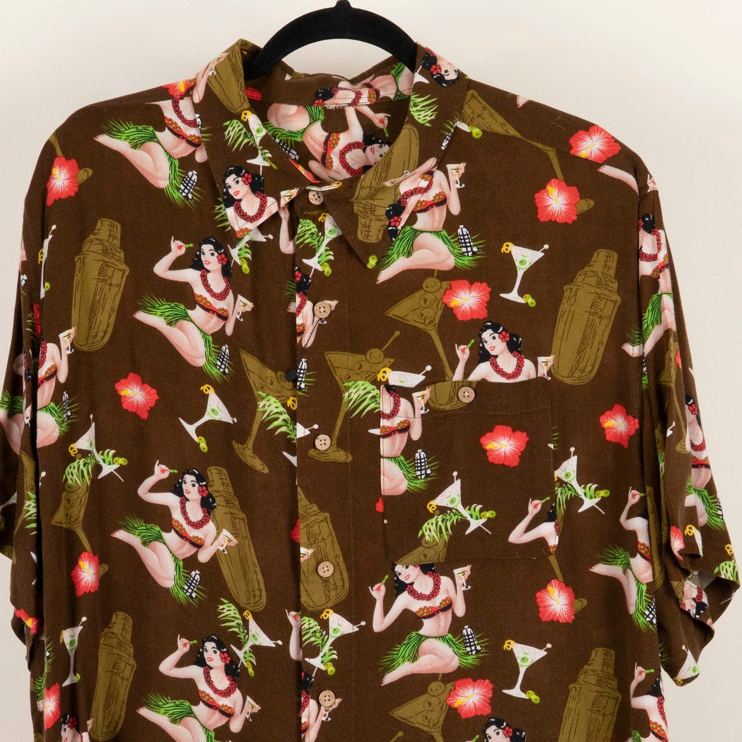 Camisa Estampada Cafe (2XL) Sin marca
