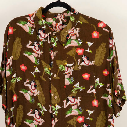 Camisa Estampada Cafe (2XL) Sin marca