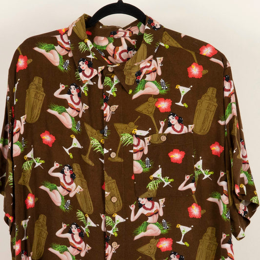 Camisa Estampada Cafe (2XL) Sin marca