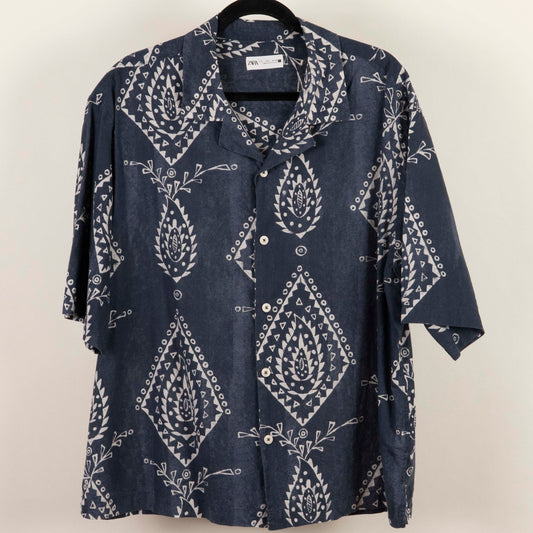 Camisa Estampada Azul (L) Zara