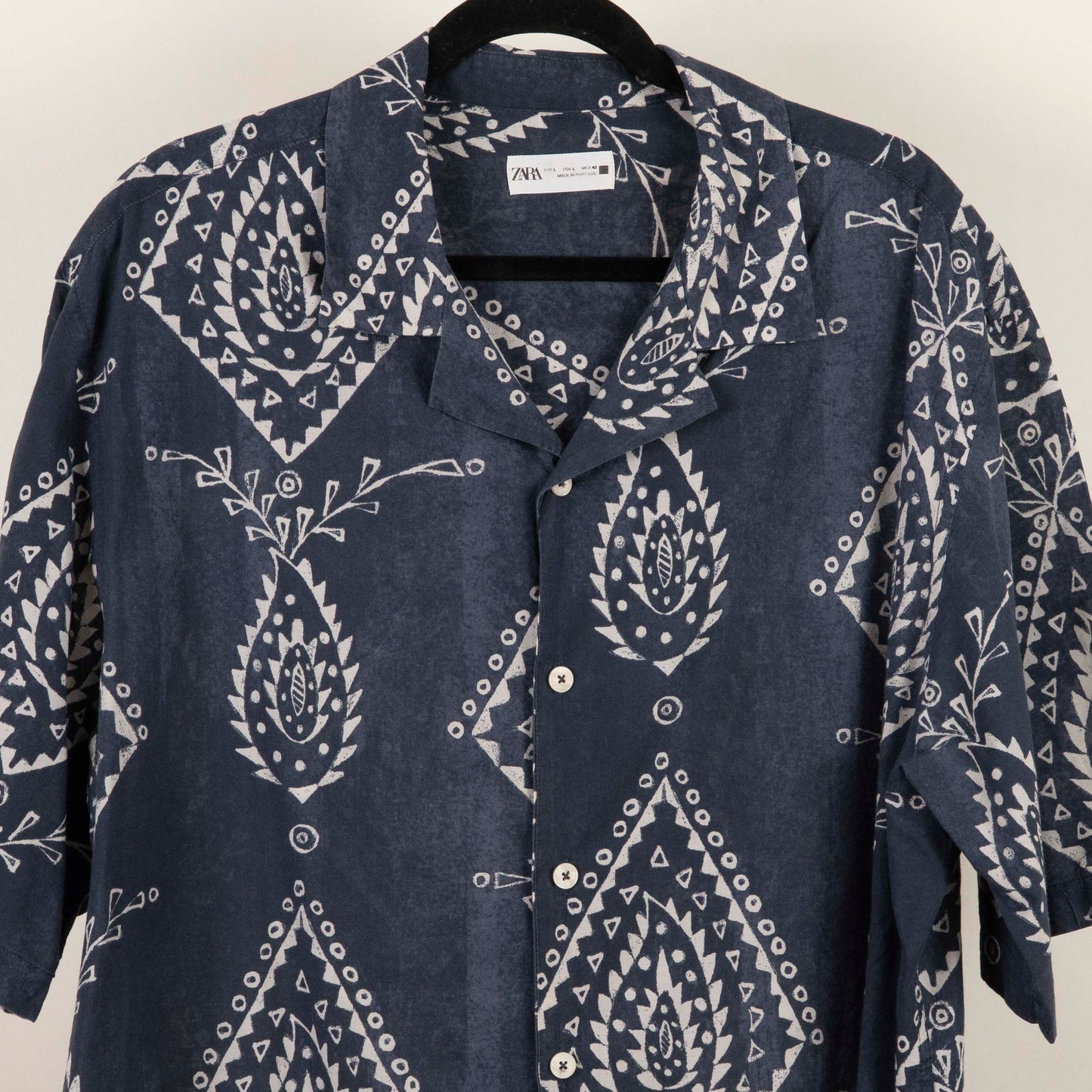 Camisa Estampada Azul (L) Zara