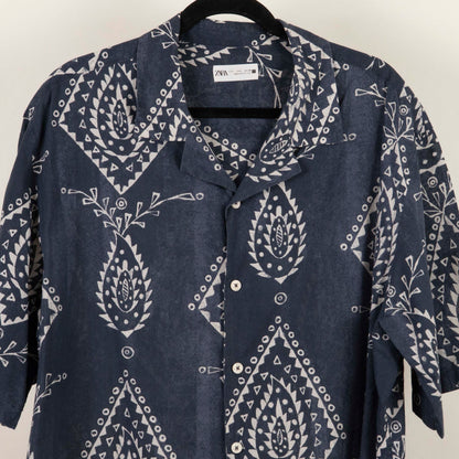 Camisa Estampada Azul (L) Zara