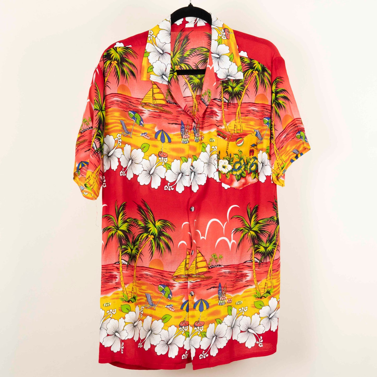 Camisa Hawaiana Roja (M) Sin marca