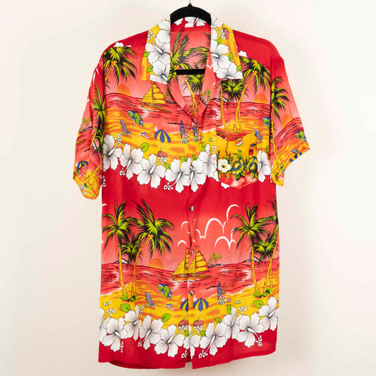 Camisa Hawaiana Roja (M) Sin marca