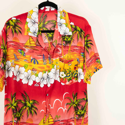 Camisa Hawaiana Roja (M) Sin marca