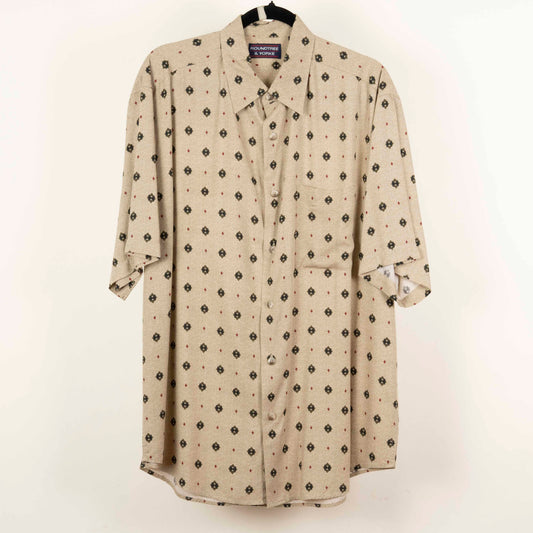Camisa Estampada beige (L) Roundtree & yorke