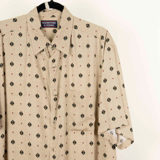 Camisa Estampada beige (L) Roundtree & yorke