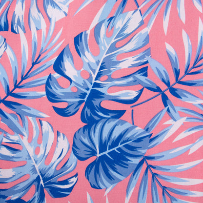 Camisa hawaiana manga corta monstera rosa