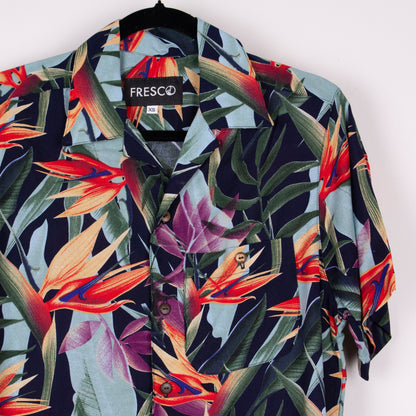 Camisa hawaiana manga corta paraíso azul