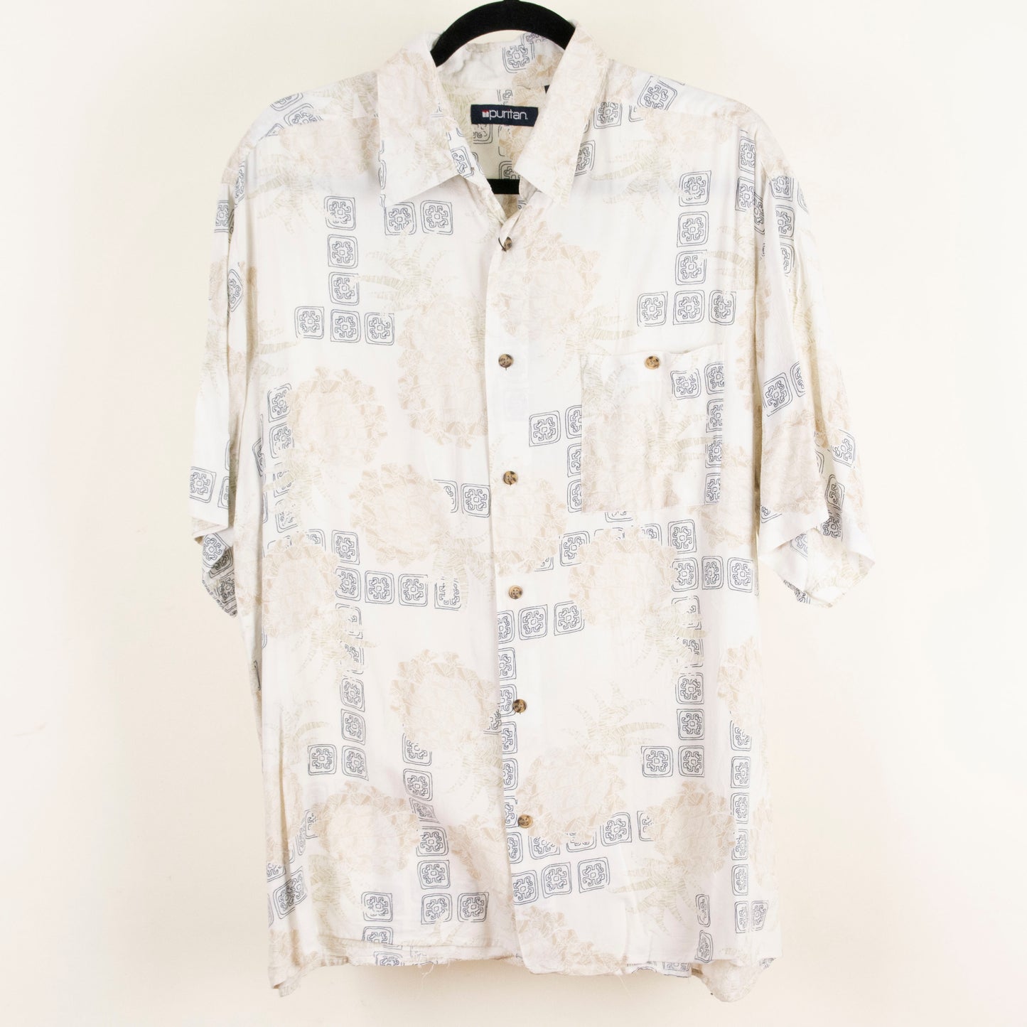 Camisa estampada beige (L) Puritan