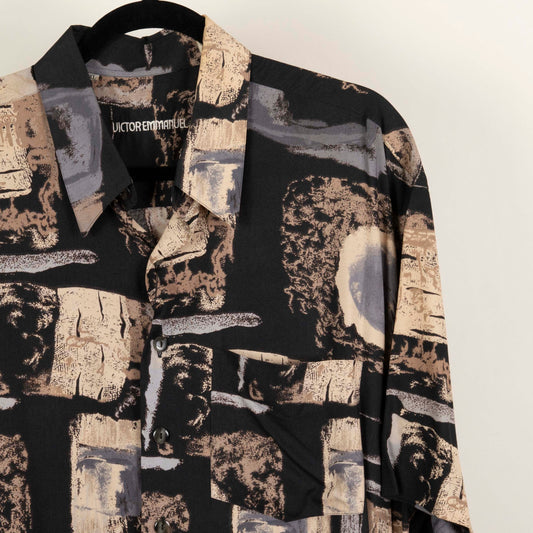 Camisa Estampada Negro (XL) Victor Emmanuel