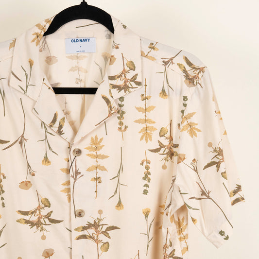 Camisa Estampada Beige (S) Old Navy