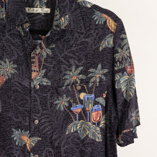 Camisa hawaiana negro (S) Batik Bay