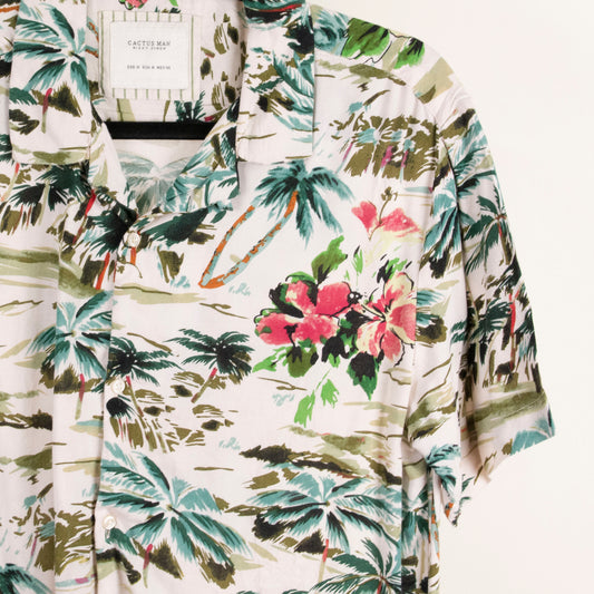 Camisa hawaiana blanco (M) Cactus man Rick Singh