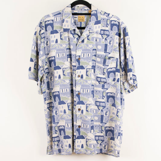 Camisa estampada azul (M) Jos.A.Bank