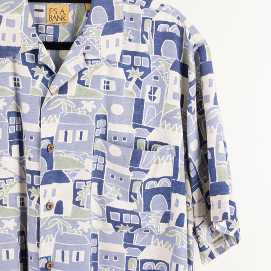 Camisa estampada azul (M) Jos.A.Bank