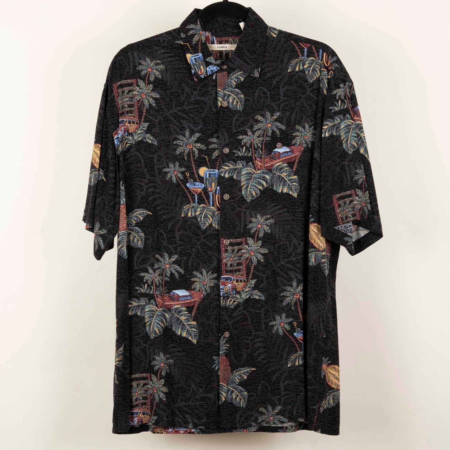 Camisa Hawaiana Negro (M) Campia