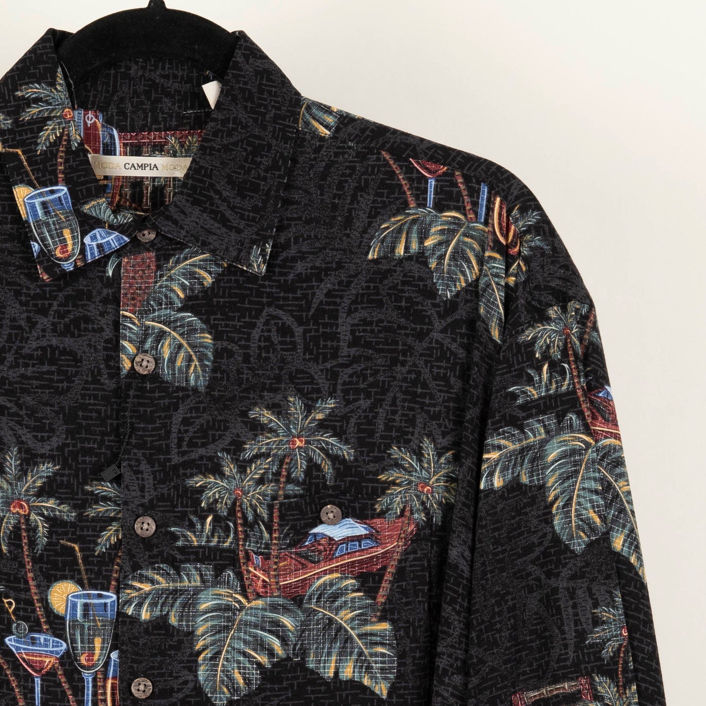 Camisa Hawaiana Negro (M) Campia