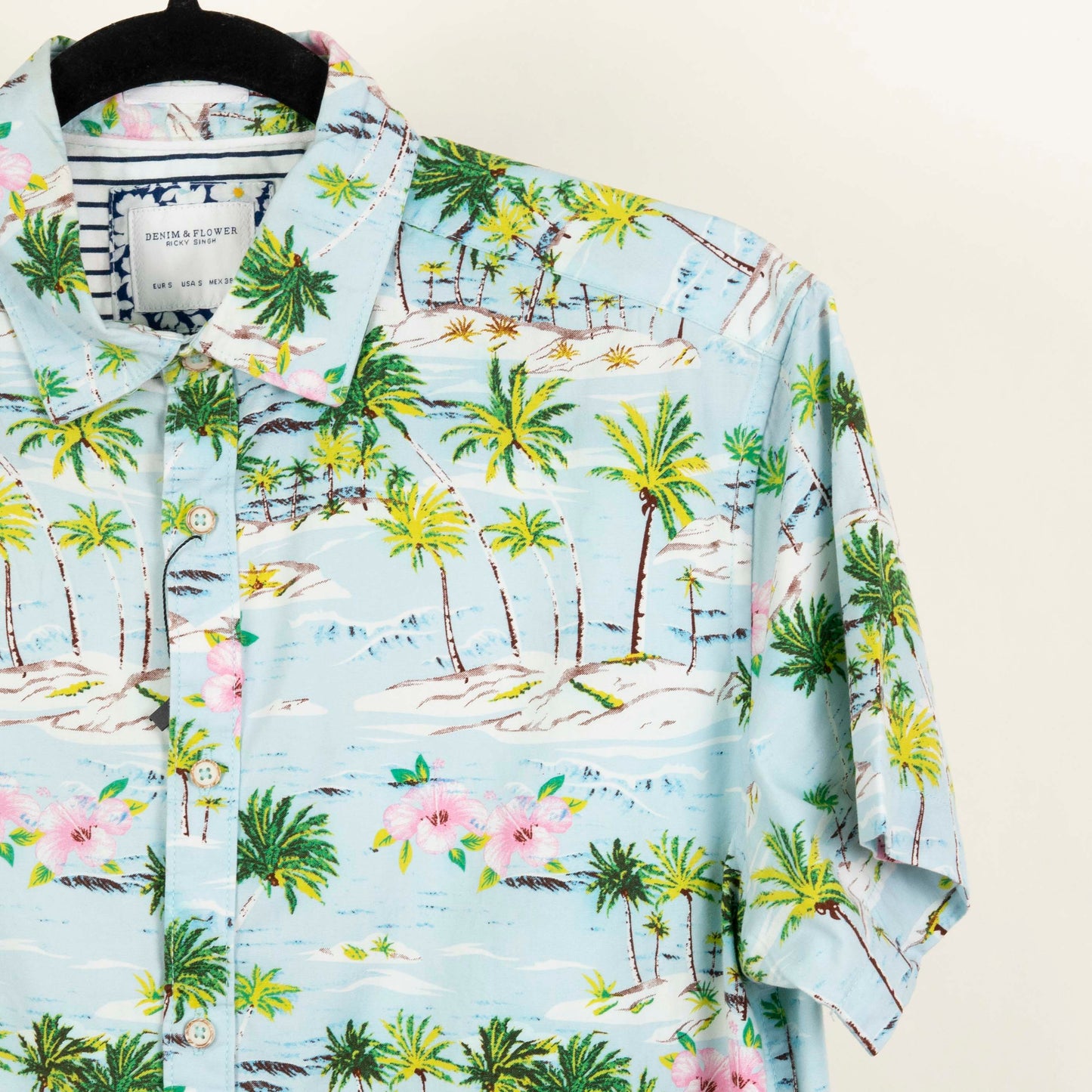 Camisa Estampada Azul (S) Denim & Flower