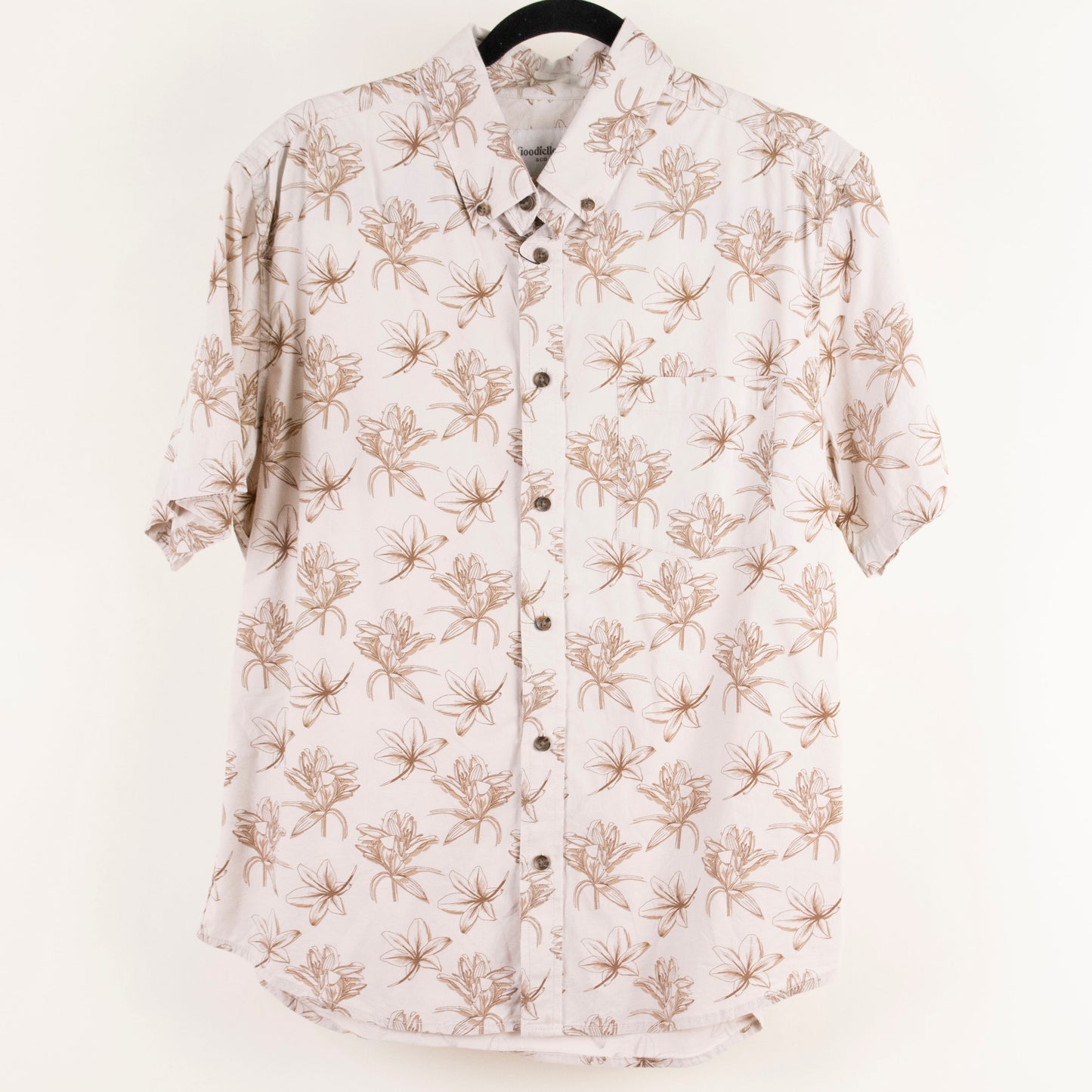 Camisa estampada beige (L) Goodfellow