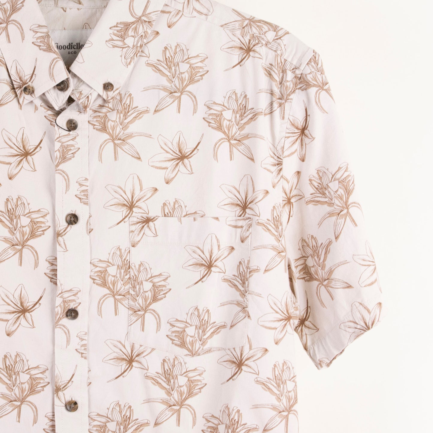 Camisa estampada beige (L) Goodfellow