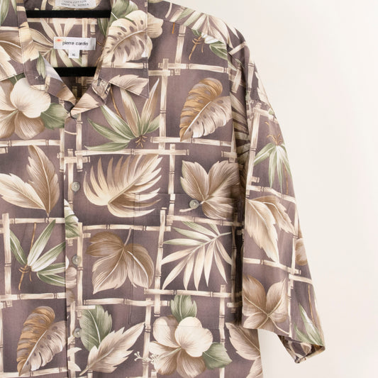 Camisa hawaiana marrón (XL) Pierre Cardin