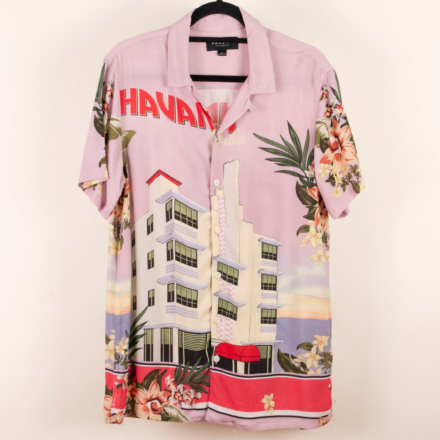 Camisa estampada rosa (S) Pacsun