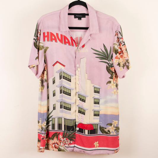 Camisa estampada rosa (S) Pacsun