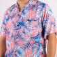 Camisa hawaiana manga corta monstera rosa