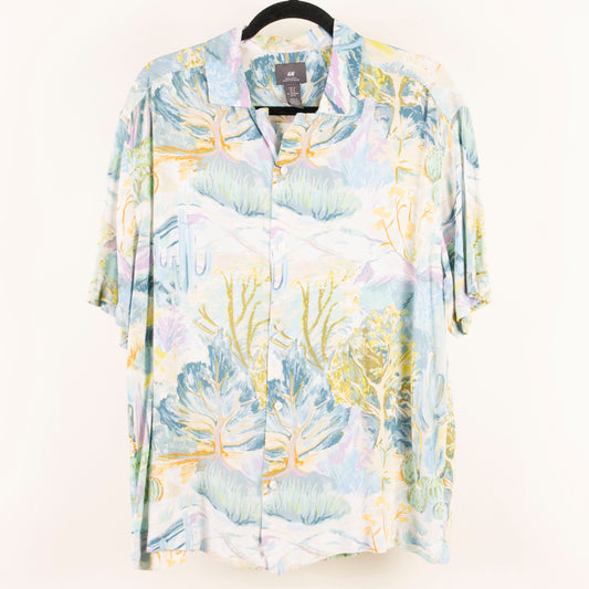 Camisa estampada azul (M) H&M